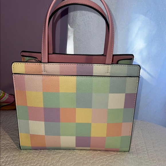 Karl Lagerfeld Pink and Yellow Geometric Tote - Picture 2 of 3